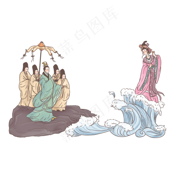 手绘中国古代神话传说洛神免抠元素20002000px300dpipsd模版下载