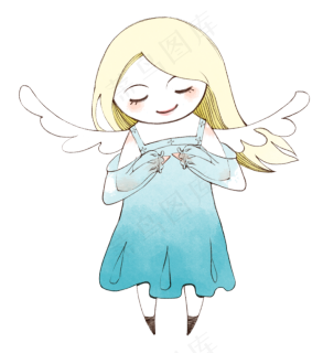 儿童节插画浅色金发小天使小女孩