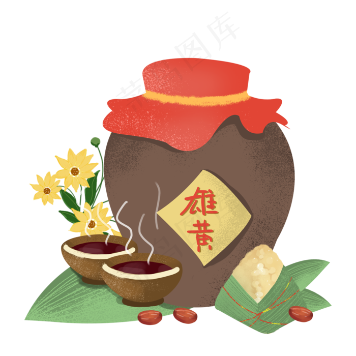 端午节传统习俗雄黄酒和粽子2000x2000dpi300psd模版下载