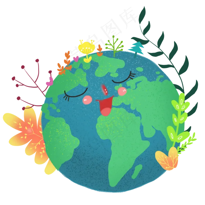 卡通绿色世界地球日,免抠元素