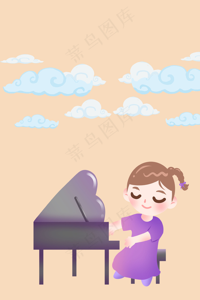 本素材作品名称为钢琴琴行学习培训少儿卡通漫画(3545*5325px )psd