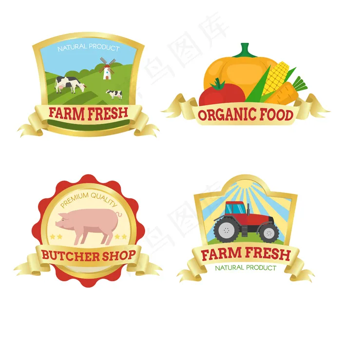 五颜六色的农家食品标志