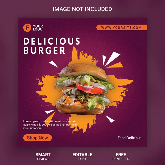 汉堡食品促销社交媒体模板横幅banner