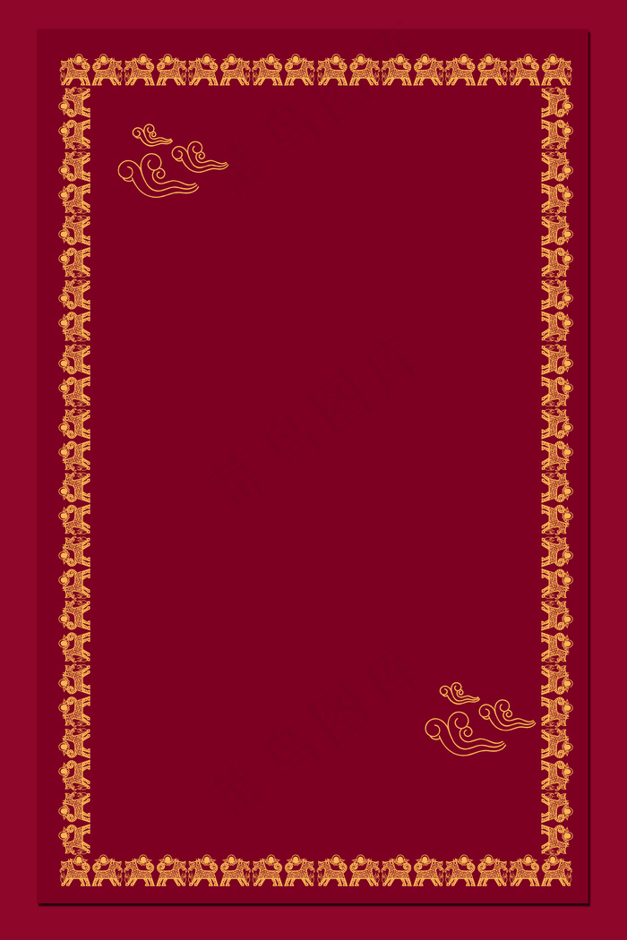 本素材作品名称为中国风花纹边框玫红色背景海报(3545*5315px )psd