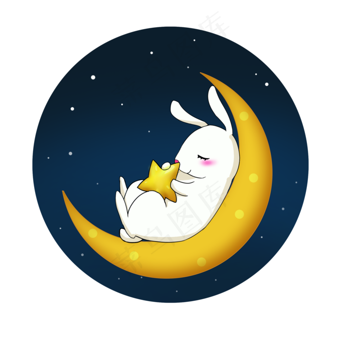 软件打开,颜色模月亮上的月兔月亮头像月亮月兔月亮兔子图片兔子仰睡