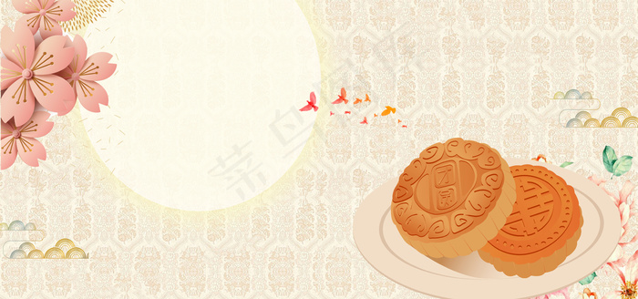 中秋节月饼促销高清背景(7087*3323px )psd模版下载