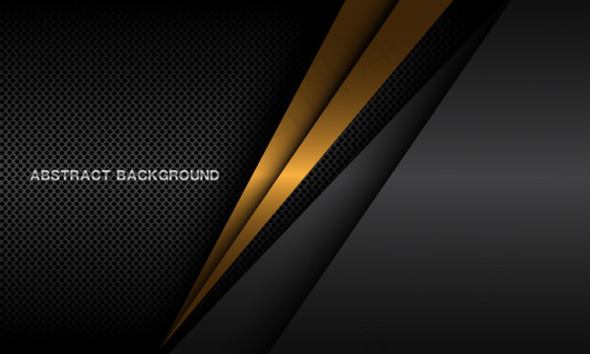抽象金色三角形阴影,黑色金属圆形网格图案设计,现代奢华的未来主义