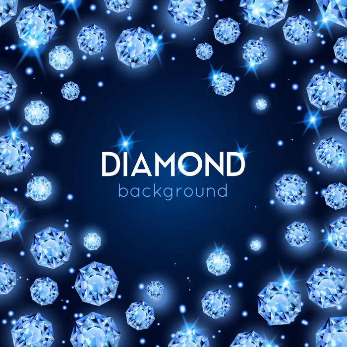 浅蓝色宝石钻石背景与钻石砂矿在一个圆