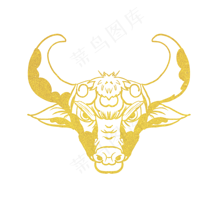 金色牛头剪纸2000x2000dpi300psd模版下载