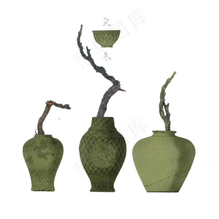中国古典古董瓷器瓷瓶节气装饰立