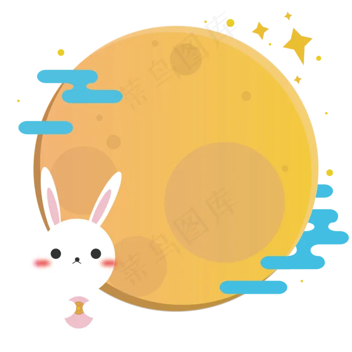 中秋节矢量可爱卡通月亮小兔子p