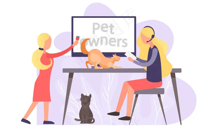 为宠物主人、靠近电脑屏幕的妇女开设视频博客，提供关于在家养小猫的教程。
