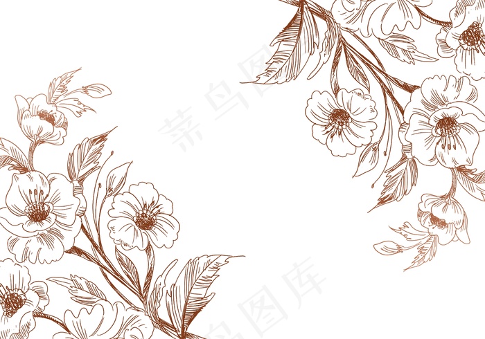 复古艺术背景花卉婚礼装饰素描eps,ai矢量模版下载