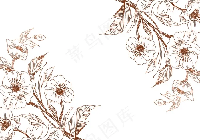 复古艺术背景花卉婚礼装饰素描