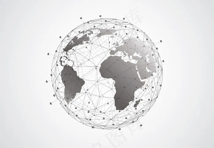 全球网络连接背景。世界地图点和线组成