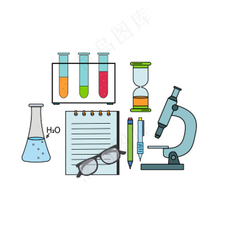 实验室设置的化学菜肴,彩色矢量图.