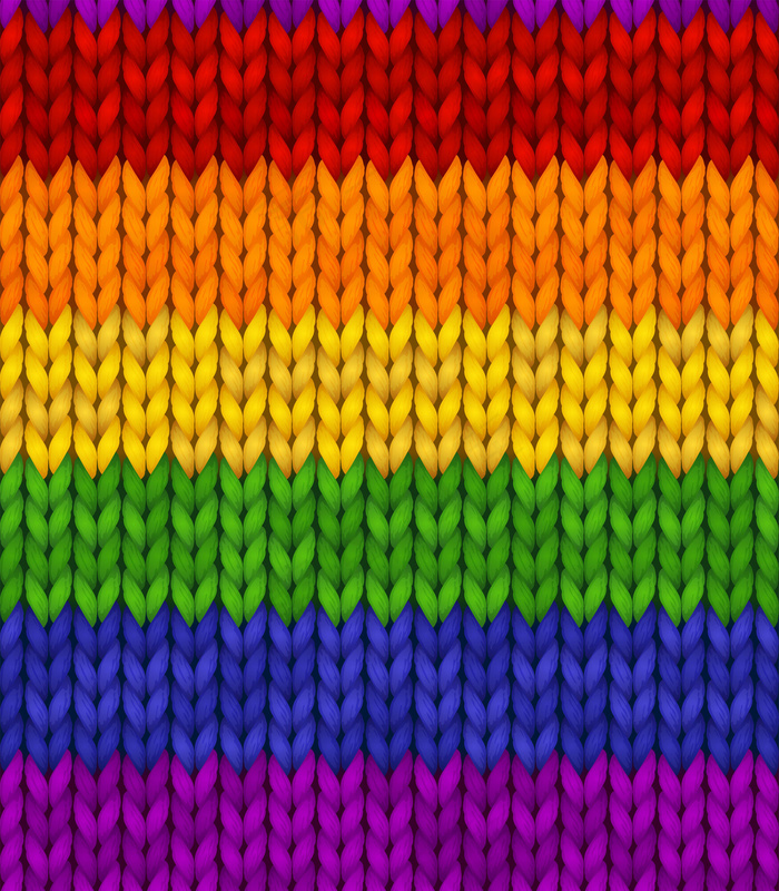 彩虹逼真针织纹理彩色无缝图案适合lgbt可编辑的背景横