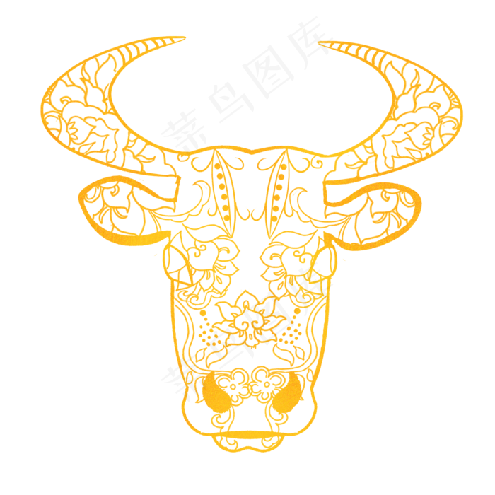 金色牛年新年图腾牛头2000x2000dpi300psd模版下载