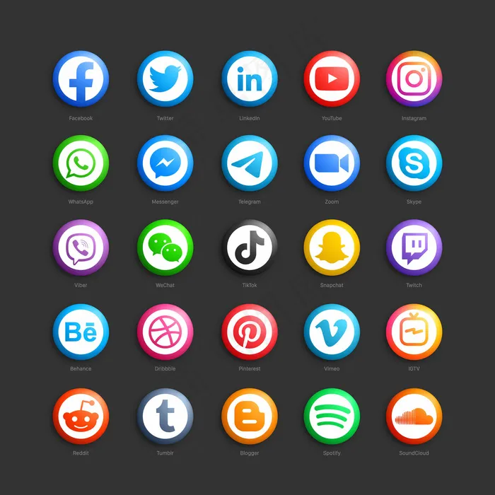 社交媒体网络圆形3d网络图标
