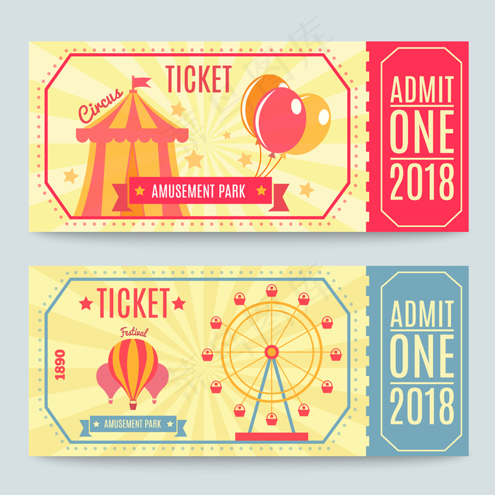 游乐园门票套票eps,ai矢量模版下载