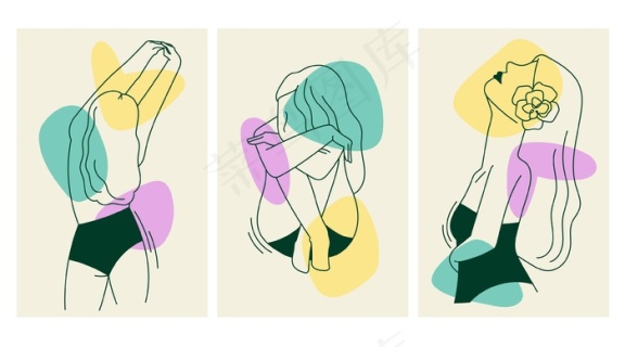 女性线条艺术抽象矢量图epsai矢量模版下载