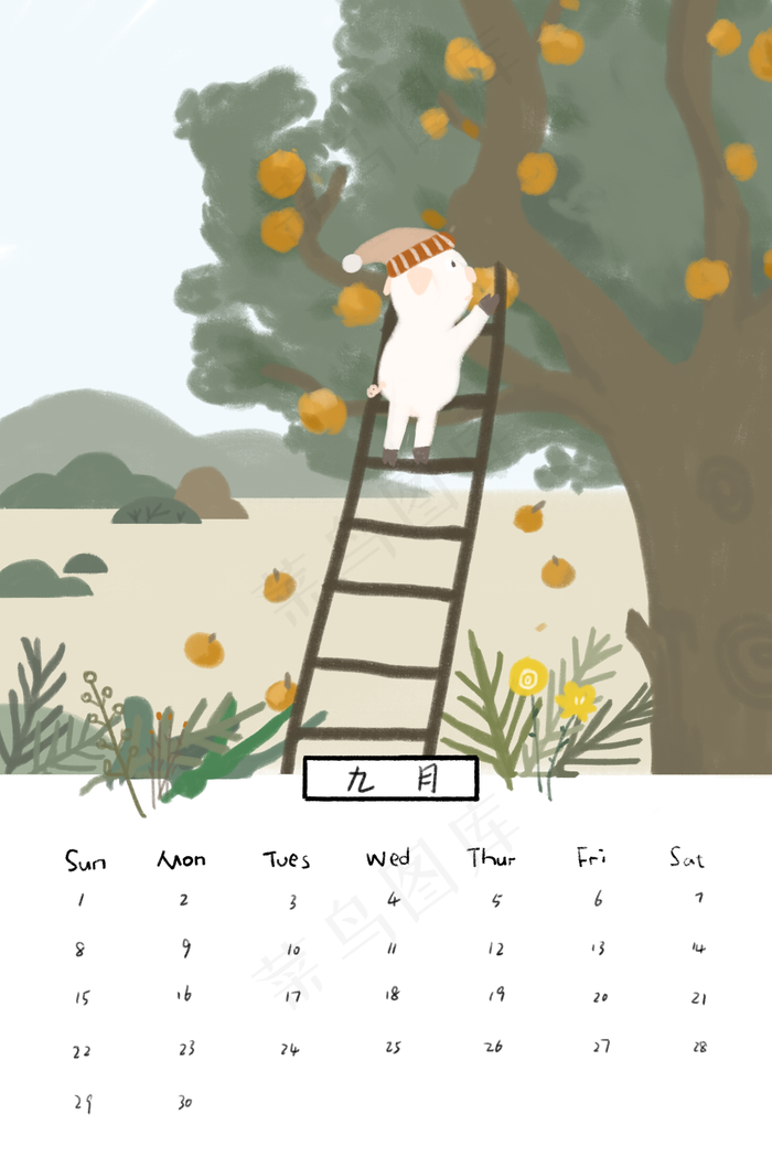 2019年9月日历3545x5315dpi300psd模版下载