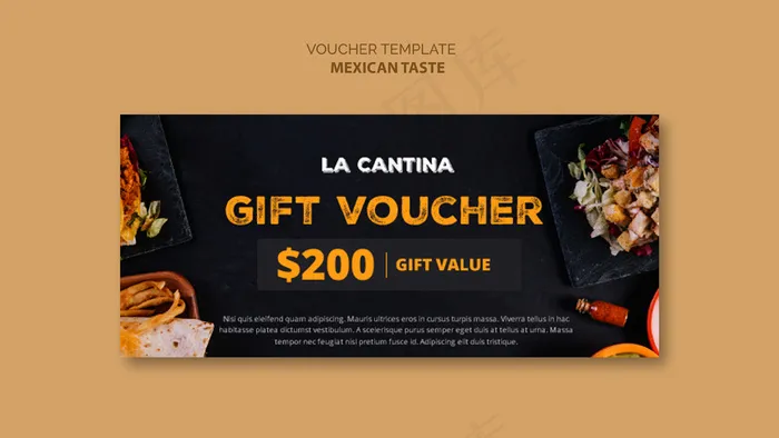 墨西哥餐厅优惠券模板概念