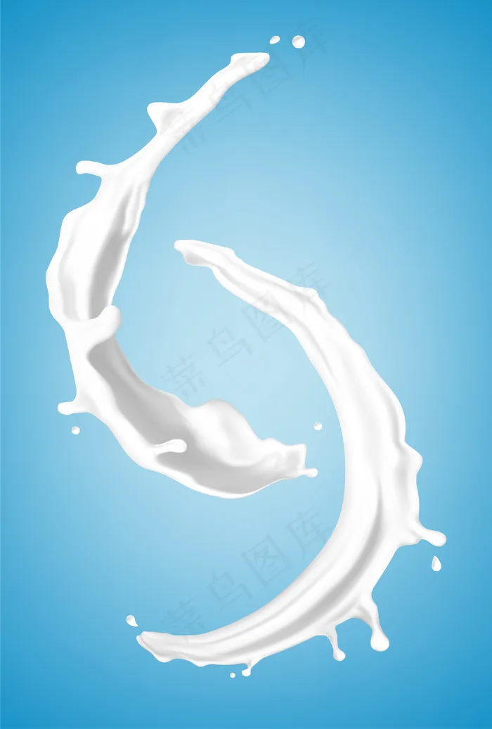 牛奶溅在蓝色背景上天然乳制品酸奶或奶油飞溅写实插图epsai矢量模版