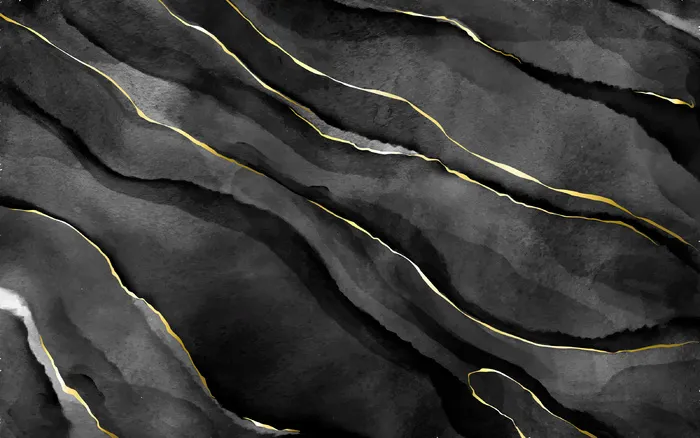 黑色水彩石，金纹