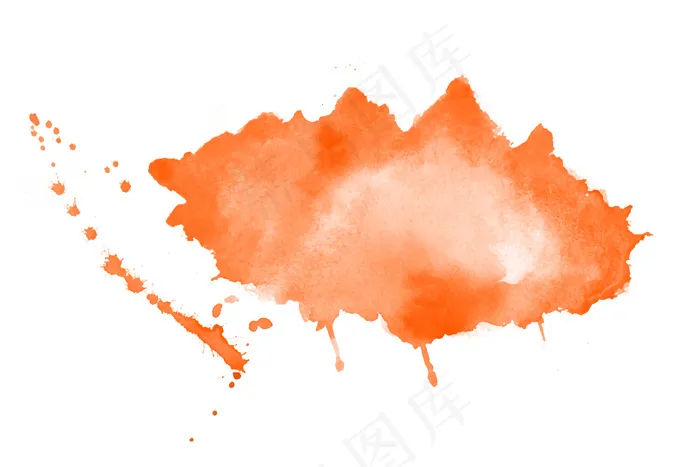 手绘橙色水彩画污点纹理背景