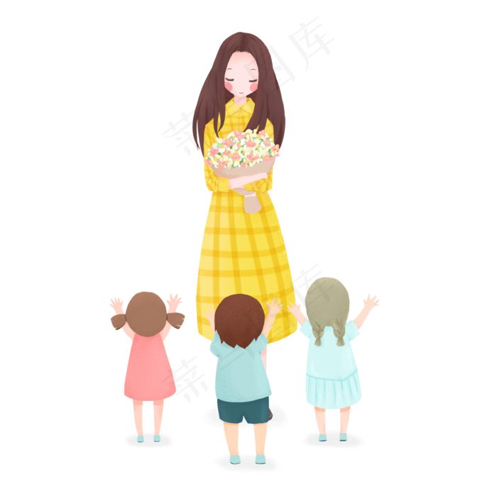 教师节园丁儿童孩子手绘卡通插画2000x2000dpi300psd模版下载