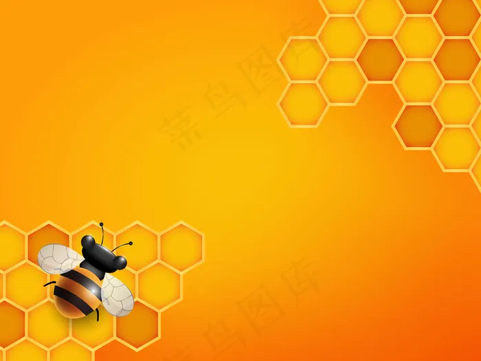 橙色的蜜蜂和蜂巢背景