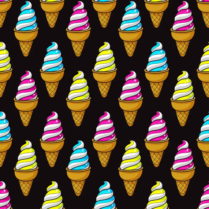 可爱的无缝图案的彩色卡通冰淇淋。矢量图解