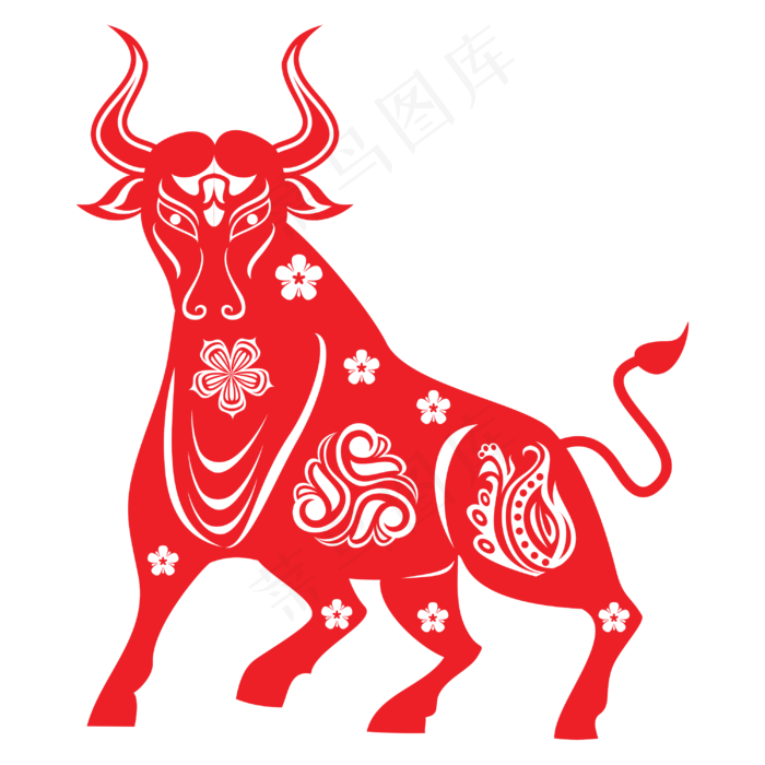 2021牛年剪纸2000x2000dpi72ai矢量模版下载