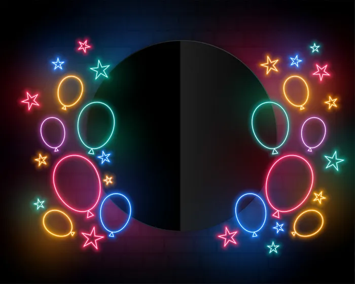 霓虹风格和文字空间的庆祝生日气球