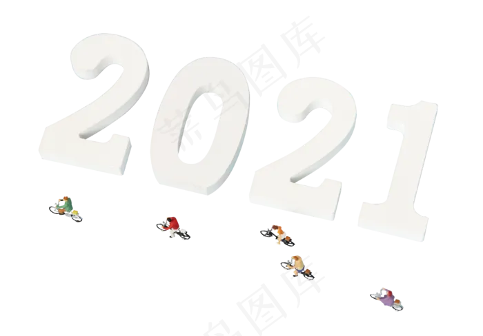 2021新年跨年创意微缩小人旗单车