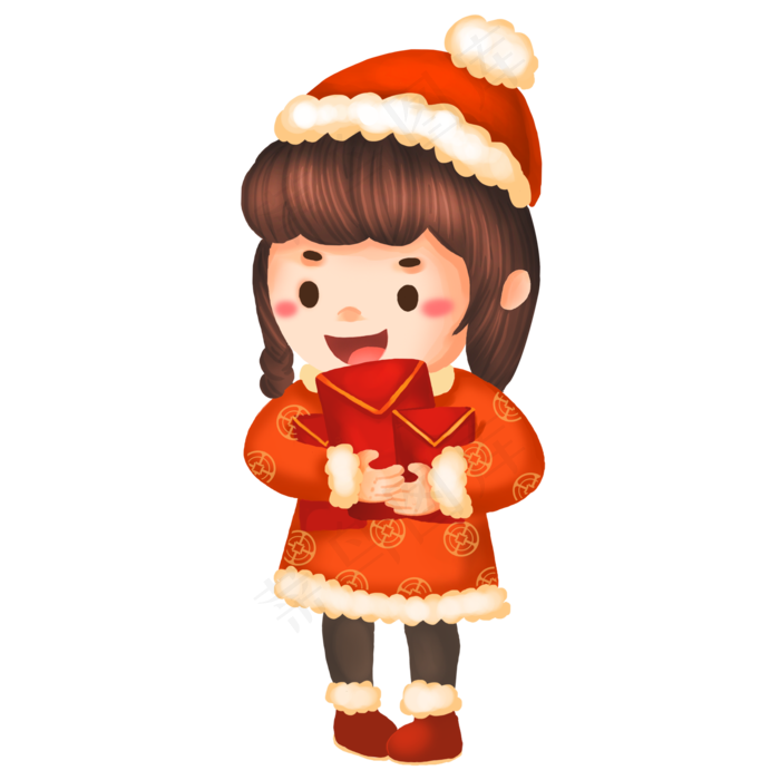 手捧新年压岁钱红包(2500x2500(dpi:300))psd模版下载