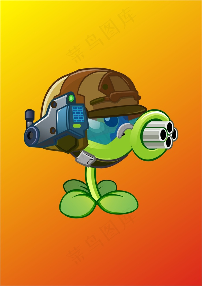 豌豆机枪射手矢量cdr矢量模版下载