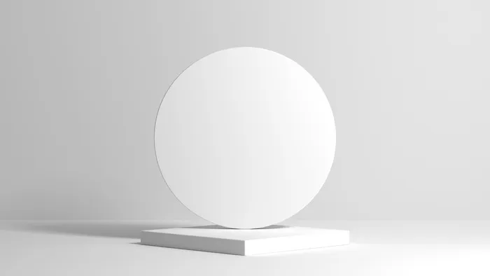 具有圆背组合物的抽象浅白色方形讲台
