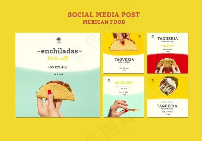 墨西哥餐厅社交媒体帖子模板