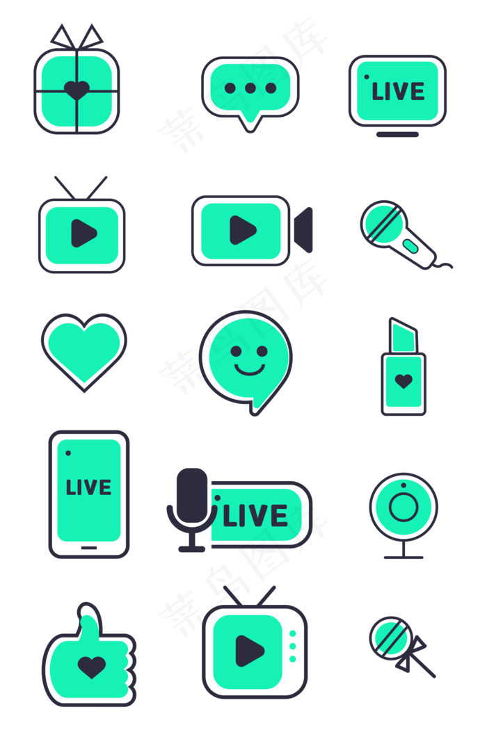   本素材作品名称为绿色直播图标