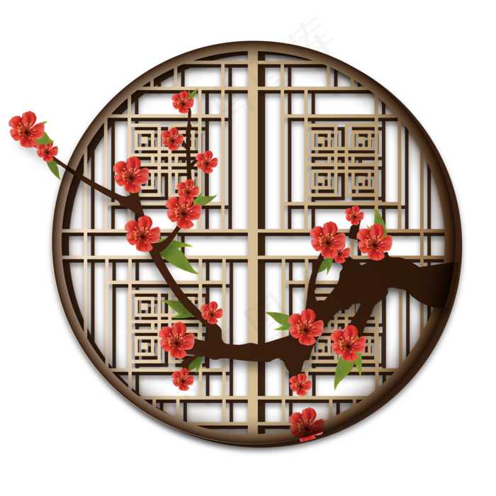 中国风传统窗户装饰(2000*2000px 300 dpi )ai矢量模版下载