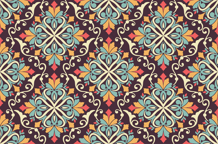 阿拉伯风格的花卉无缝图案背景阿拉伯花纹图案东方民族装饰品优雅的