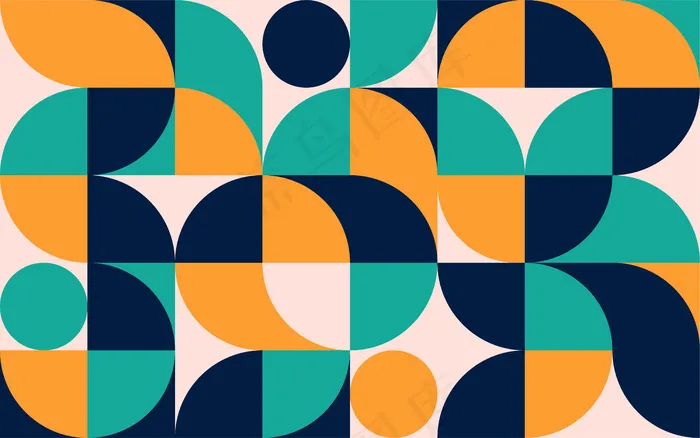 几何极简色彩合成模板与形状。斯堪的纳维亚抽象图案的网页横幅banner，包装，品牌。