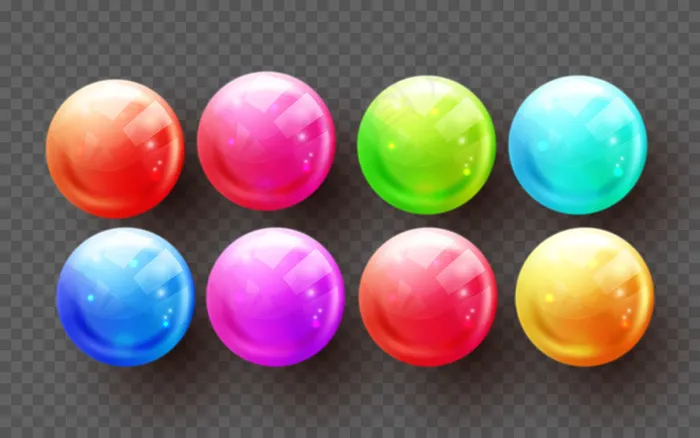 各种颜色的透明球体集