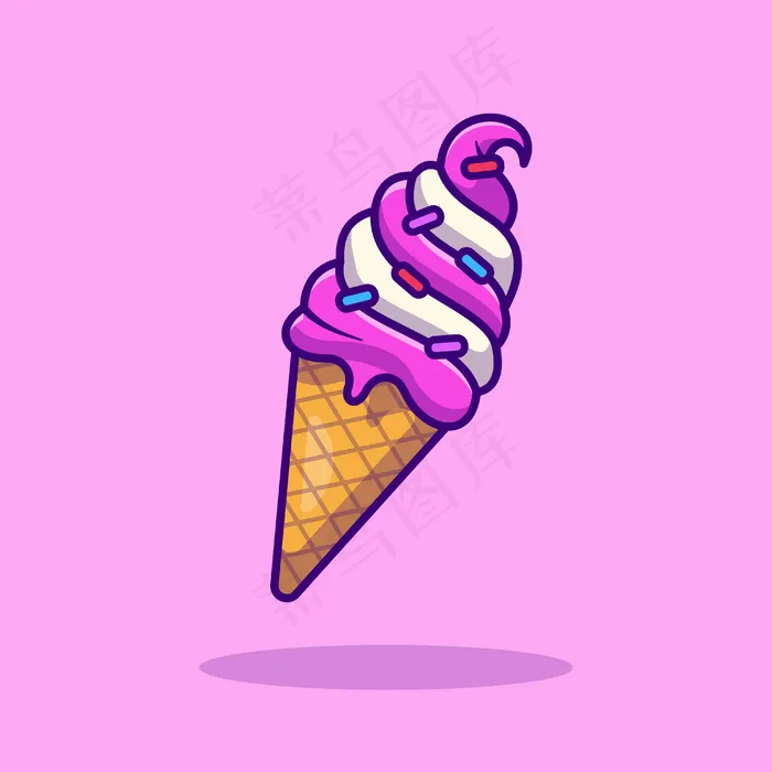 冰淇淋卡通矢量图标插图。甜点食品图标概念隔离载体。平面卡通风格