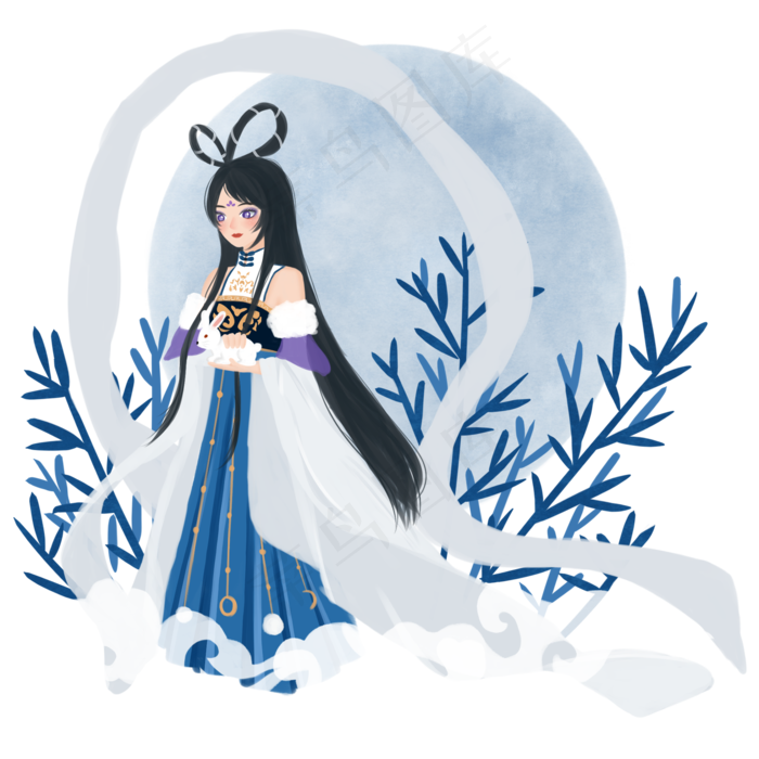 菜鸟图库提供高质量设计素材下载,本素材作品名称为中秋节嫦娥手绘