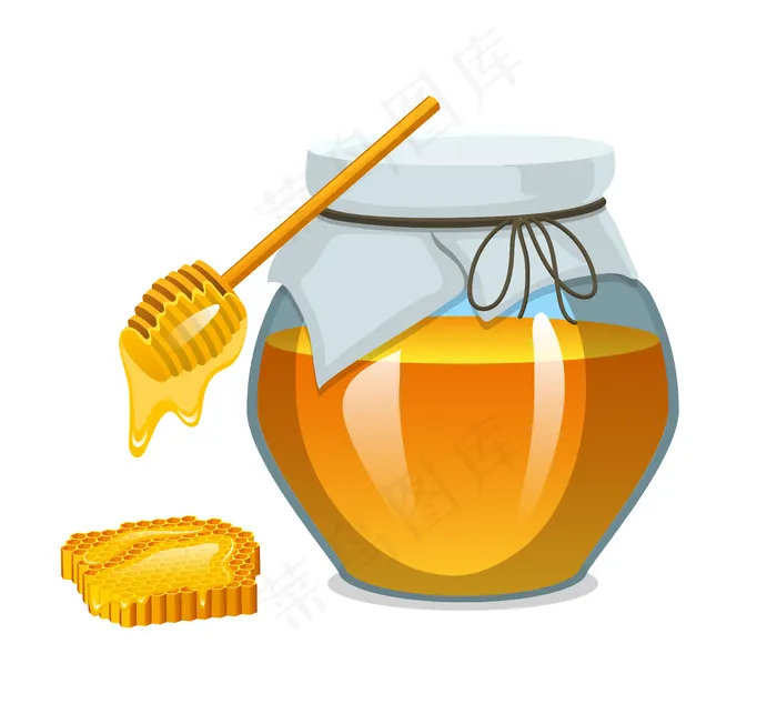 罐装蜂蜜或天然农产品。蜜蜂在蜂巢里煮的食物。