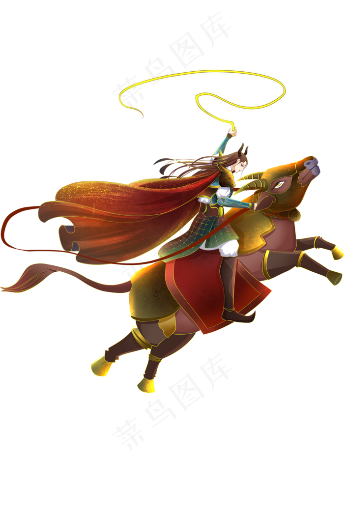 国朝中国风骑牛战士2000x2999dpi300psd模版下载