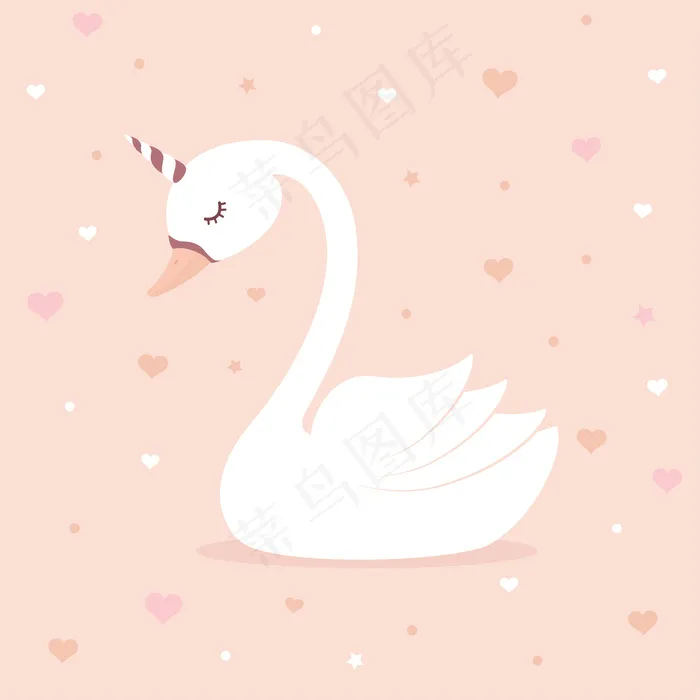 粉色背景上可爱的天鹅独角兽。